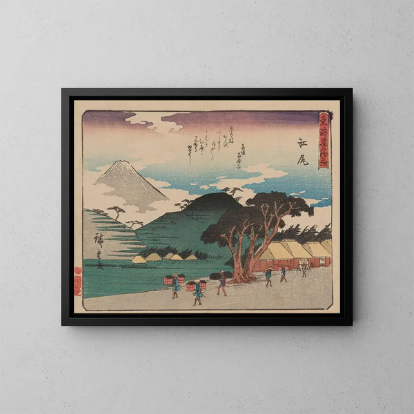 Tokaido gojusantsugi maleri, planche 19 - Andō Hiroshige — indrammet kunstværk på væggen