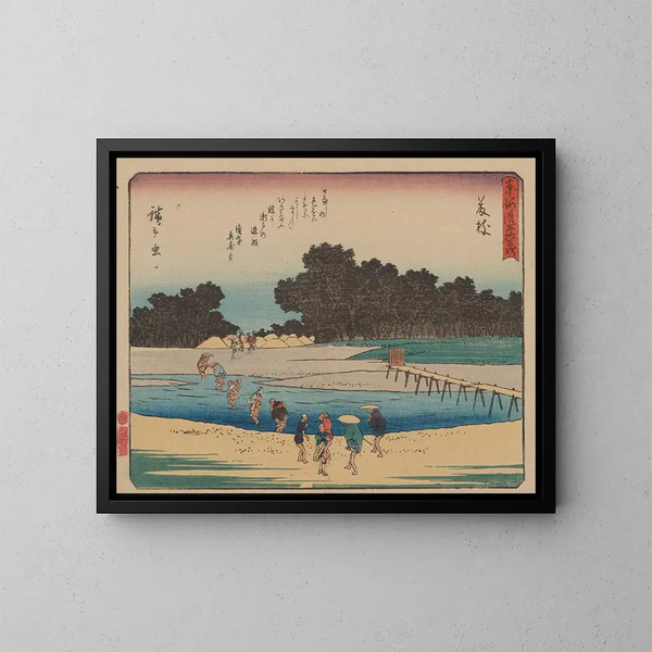 Tokaido gojusantsugi maleri, planche 23 - Andō Hiroshige — indrammet kunstværk på væggen