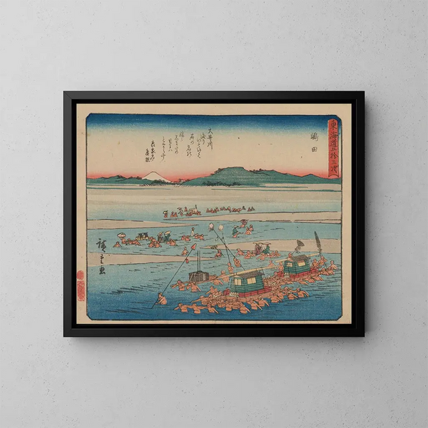 Tokaido gojusantsugi, planche 24 - Andō Hiroshige — indrammet kunstværk på væggen