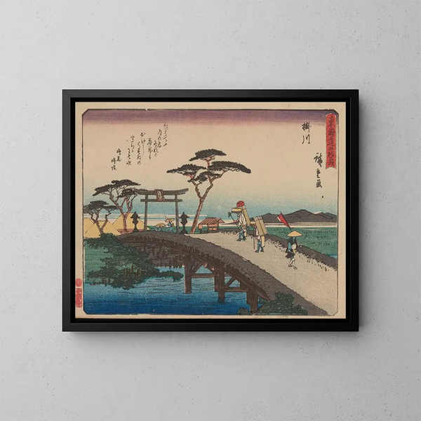 Tokaido gojusantsugi kunsttryk, planche 27 - Andō Hiroshige — indrammet kunstværk på væggen