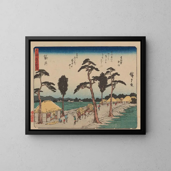 Tokaido gojusantsugi maleri, planche 28 - Andō Hiroshige — indrammet kunstværk på væggen