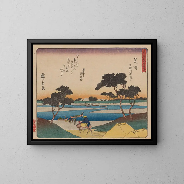 Tokaido gojusantsugi maleri, planche 29 - Andō Hiroshige — indrammet kunstværk på væggen