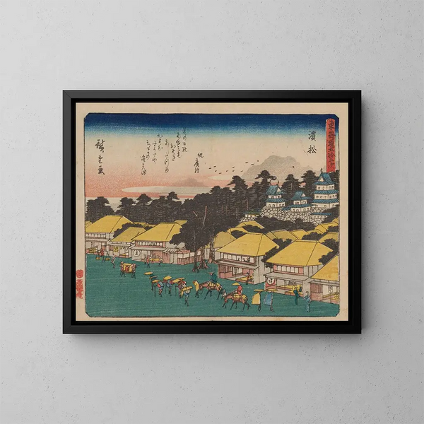 Tokaido gojusantsugi maleri, planche 30 - Andō Hiroshige — indrammet kunstværk på væggen