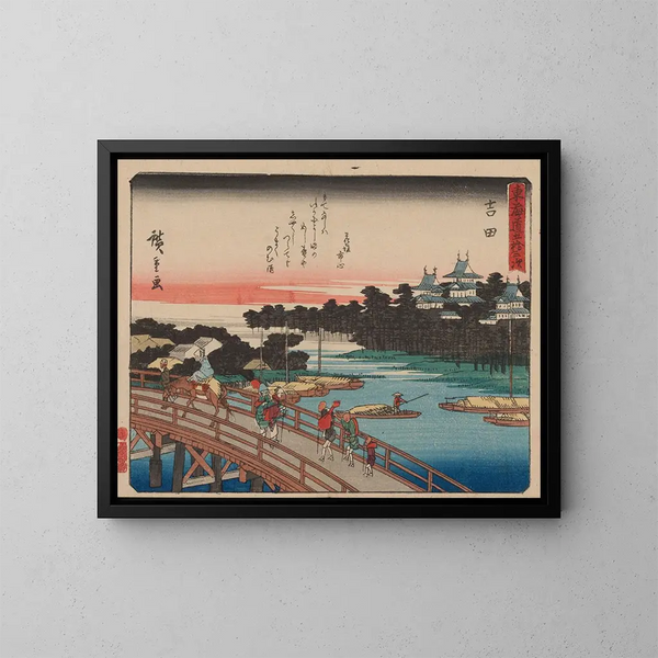Tokaido gojusantsugi kunsttryk, planche 35 - Andō Hiroshige — indrammet kunstværk på væggen