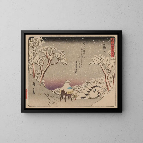 Tokaido gojusantsugi kunsttryk, planche 38 - Andō Hiroshige — indrammet kunstværk på væggen