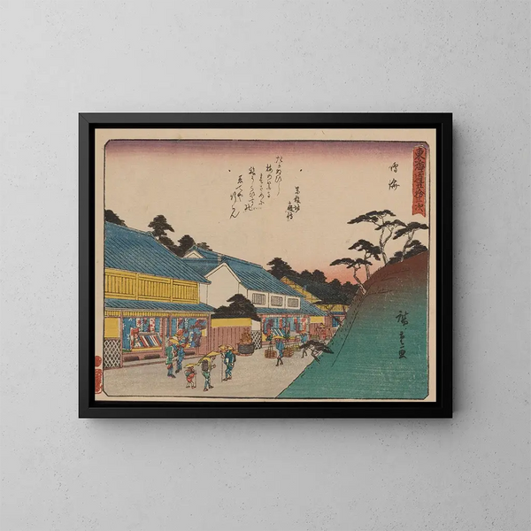 Tokaido gojusantsugi kunsttryk, planche 41 - Andō Hiroshige — indrammet kunstværk på væggen
