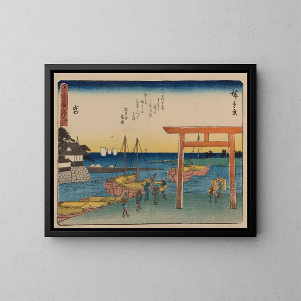 Tokaido-maleri, femogtredive stationer, planche 42 - Andō Hiroshige — indrammet kunstværk på væggen