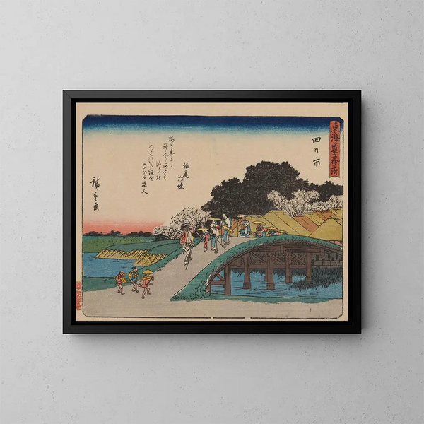 Tokaido gojusantsugi maleri, planche 44 - Andō Hiroshige — indrammet kunstværk på væggen