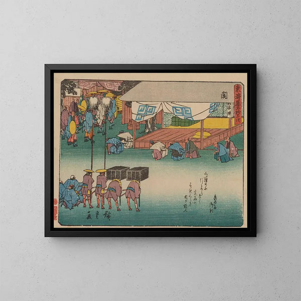 Tokaido gojusantsugi kunsttryk, planche 48 - Andō Hiroshige — indrammet kunstværk på væggen