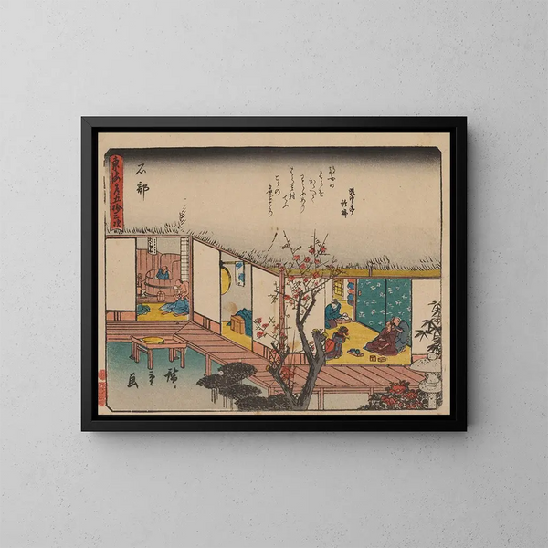 Tokaido gojusantsugi maleri, planche 52 - Andō Hiroshige — indrammet kunstværk på væggen