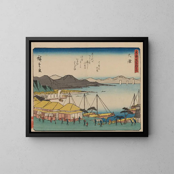 Tokaido gojusantsugi kunsttryk, planche 54 - Andō Hiroshige — indrammet kunstværk på væggen