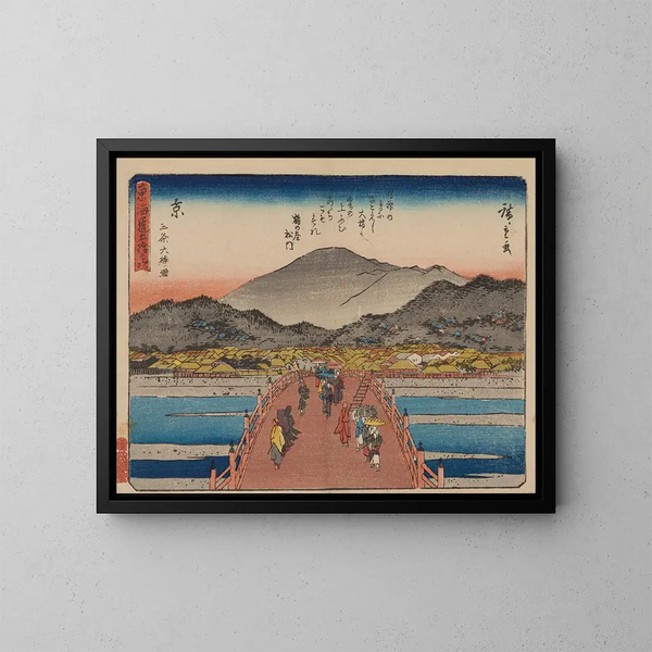 Tokaido gojusantsugi kunsttryk, planche 55 - Andō Hiroshige — indrammet kunstværk på væggen