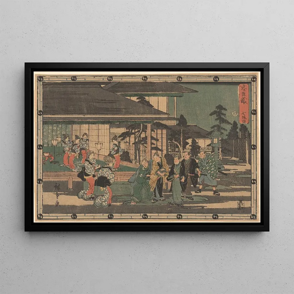 Yoshiwara Cinq Ronin Six Femmes - Andō Hiroshige — indrammet kunstværk på væggen