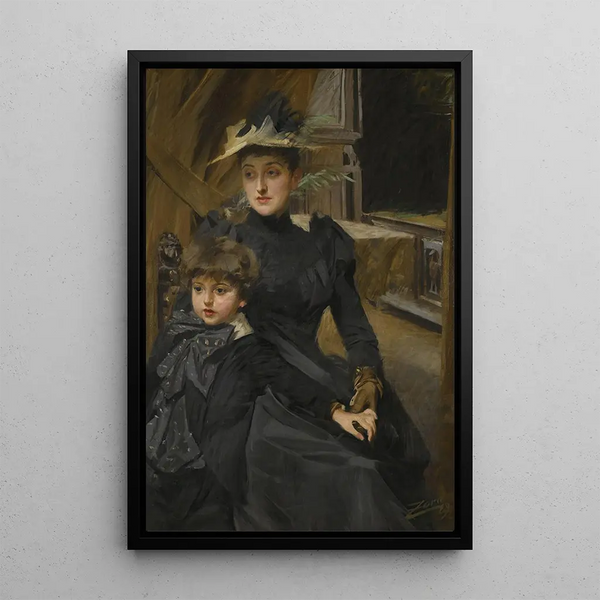 Madame Weguelin og hendes søn - Anders Zorn — indrammet kunstværk på væggen