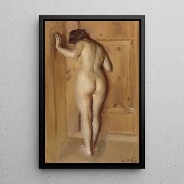 La porte de la chambre - Anders Zorn — indrammet kunstværk på væggen