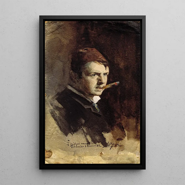 Selvportræt - Anders Zorn — indrammet kunstværk på væggen