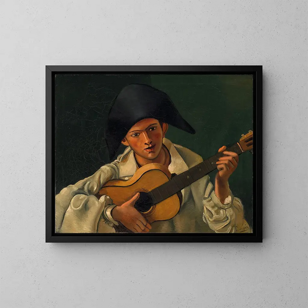Buste af Harlequin med guitar - André Derain — indrammet kunstværk på væggen