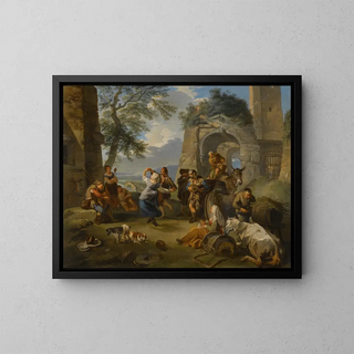 Andrea Locatelli - A Landscape With Peasants Dancing And Merrymaking.webp