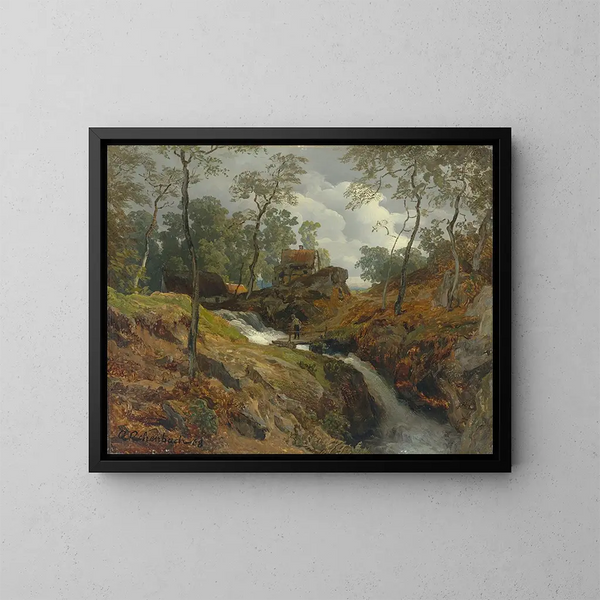 Ved bækkenkanten - Andreas Achenbach — indrammet kunstværk på væggen