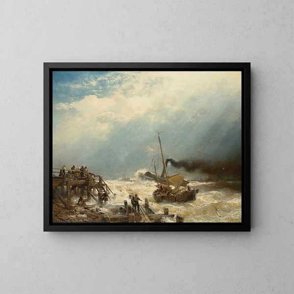 Port of Ostende - Andreas Achenbach — indrammet kunstværk på væggen