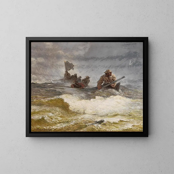 Redningsaktion til søs - Andreas Achenbach — indrammet kunstværk på væggen