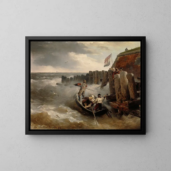 Marine-maleri - Andreas Achenbach — indrammet kunstværk på væggen