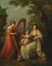 Lady Elizabeth Smiths gruppeportræt, hertuginde af Stanley de Derby, med sin lille søn Edward, den kommende 13. greve af Derby, og hendes halvsøster Lady Augusta Campbell - Angelica Kauffman — visning af kunstværket