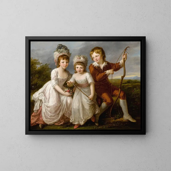 Portrait af tre børn - Angelica Kauffman — indrammet kunstværk på væggen