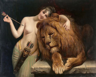 Angelo von Courten - La desse Diane et un lion.webp