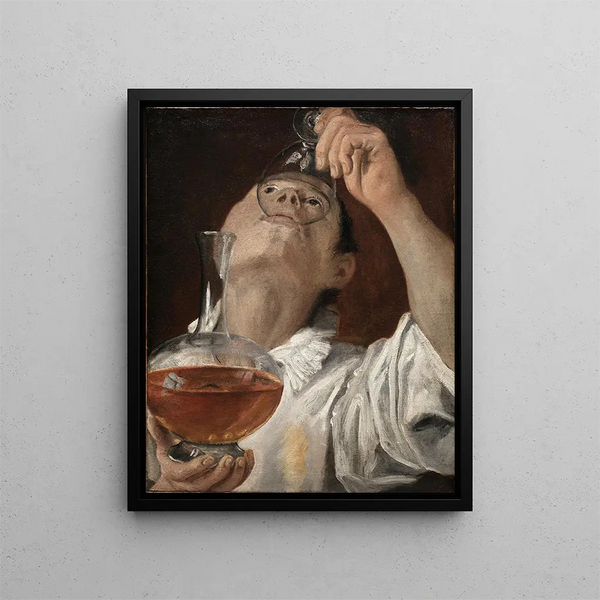 Dreng der drikker - Annibale Carracci — indrammet kunstværk på væggen