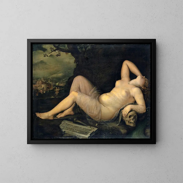 Sov, et billede af døden - Annibale Carracci — indrammet kunstværk på væggen