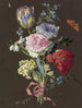 Blomsterkomposition Med Anemoner Og Brun Sommerfugl - Anonym — visning af kunstværket