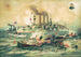 flådestyrken under admiral Cerveras ødelæggelse i Santiago de Cuba den 3. juli 1898 - Anonym — visning af kunstværket