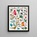 Vægbillede med blomsterprint til tekstil tryk Pl V - Anonym — indrammet kunstværk på væggen