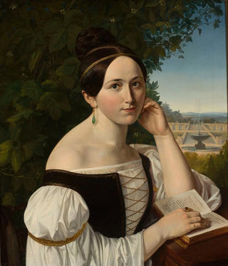 Anonymous - Portrait of a young woman with a book in a park.webp