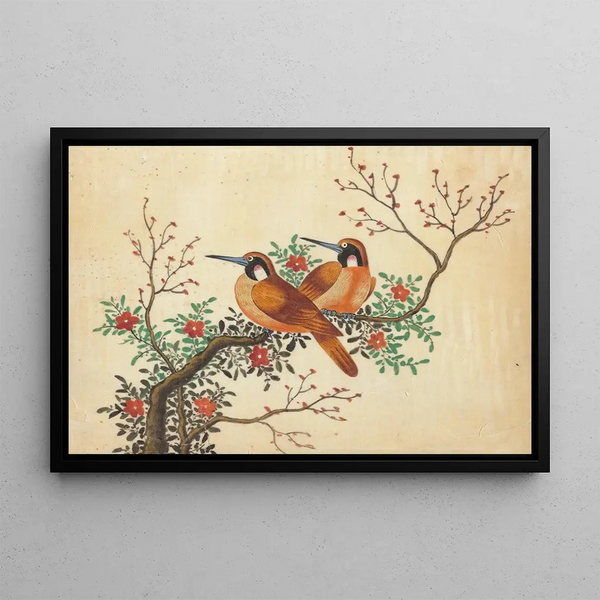 Anonymous - Two birds on flowering tree branch.webp