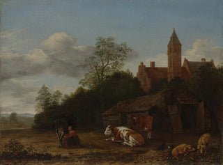 Scène de la ferme - Anthonie van Borssom — visning af kunstværket