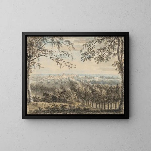 Vue du château de Windsor og af Long Walk fra Snow Hill - Anthony Devis — indrammet kunstværk på væggen