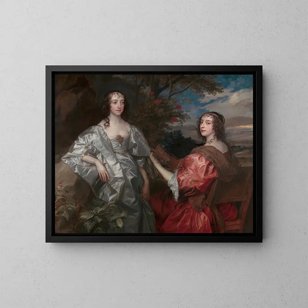 Katherine, grevinde af Chesterfield, og Lucy, grevinde af Huntingdon - Antoine van Dyck — indrammet kunstværk på væggen