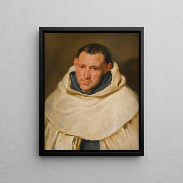 Portræt af en karmelittisk munk hoved og skuldre - Antoine van Dyck — indrammet kunstværk på væggen