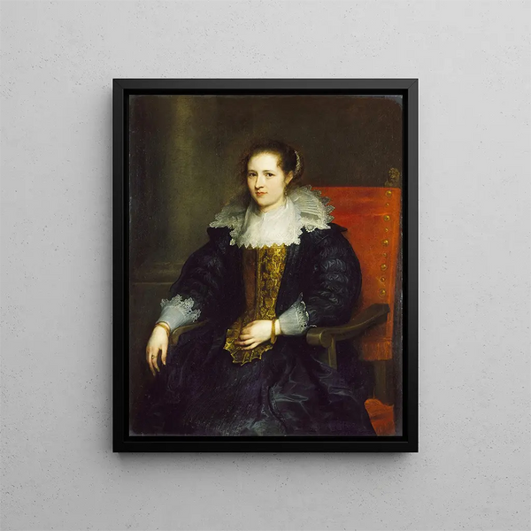 Portrait af Isabella Waerbeke - Antoine van Dyck — indrammet kunstværk på væggen