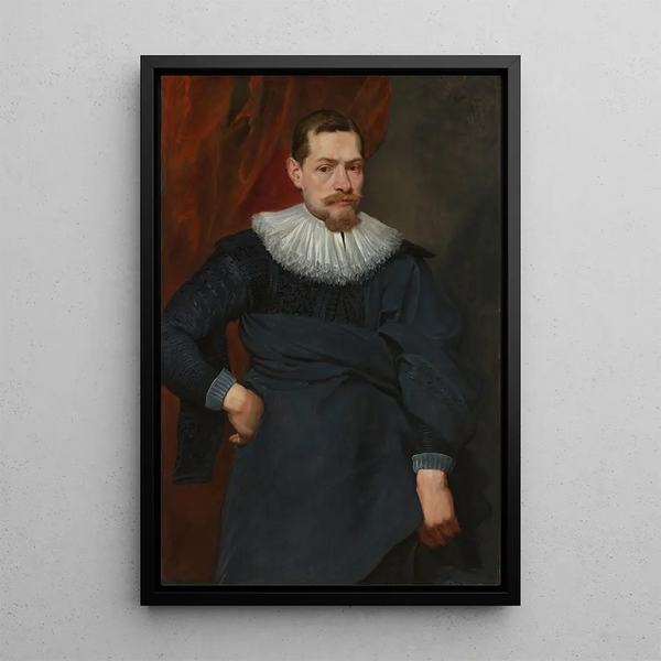 Portrait af en mand - Antoine van Dyck — indrammet kunstværk på væggen