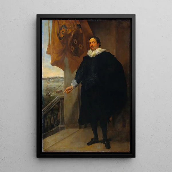 Portrait af en muligvis Adriaan van der Borcht - Antoine van Dyck — indrammet kunstværk på væggen
