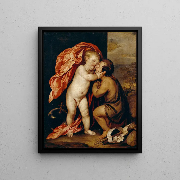 Les Enfants Jésus et Saint Jean-Baptiste - Antoine van Dyck — indrammet kunstværk på væggen