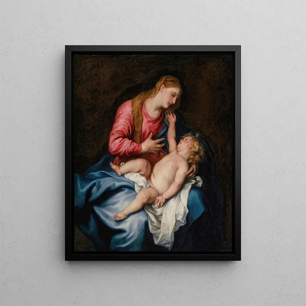 Den Jomfru med Barnet - Antoine van Dyck — indrammet kunstværk på væggen