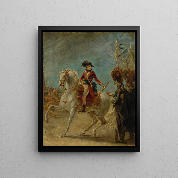 general Bonaparte, der overrækker æreskøllen til gardegrenaderne efter slaget ved Marengo - Antoine-Jean Gros — indrammet kunstværk på væggen