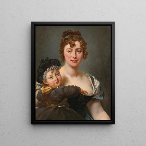 Portrait af Françoise Simonnier og hendes datter - Antoine-Jean Gros — indrammet kunstværk på væggen