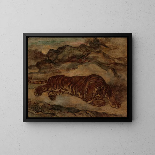 Tigre au repos - Antoine-Louis Barye — indrammet kunstværk på væggen