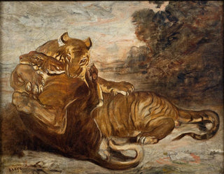 to tigre, der leger - Antoine-Louis Barye — visning af kunstværket