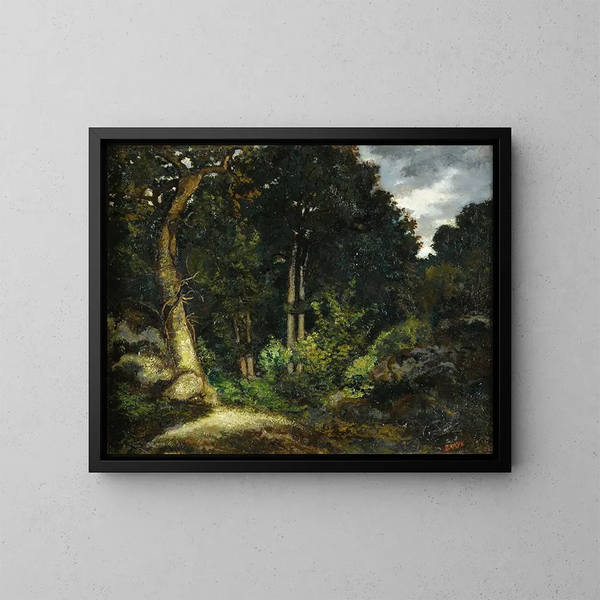 Vue de la skov i Fontainebleau - Antoine-Louis Barye — indrammet kunstværk på væggen